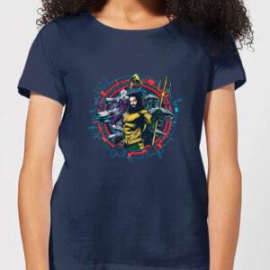 Aquaman Circular Portrait Damen T-Shirt – Navy Blau – S