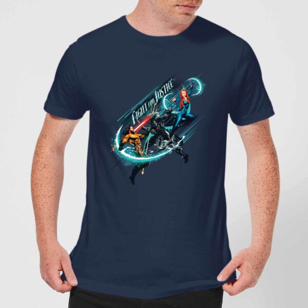 Aquaman Fight For Justice Herren T-Shirt - Navy Blau - S - Marineblau