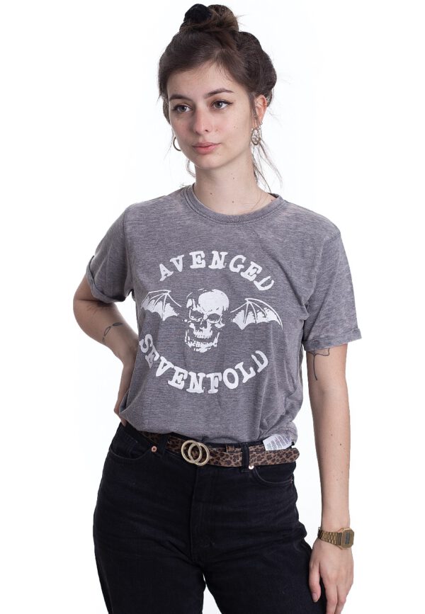 Avenged Sevenfold - Skull Logo Burnout Grey - - T-Shirts