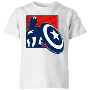 Avengers Assemble Captain America Outline Badge Kids‘ T-Shirt – White – 3-4 Jahre