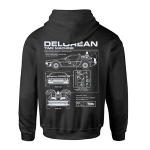 Back To The Future Delorean Schematic Kids‘ Zipped Hoodie – Black – 5-6 Jahre