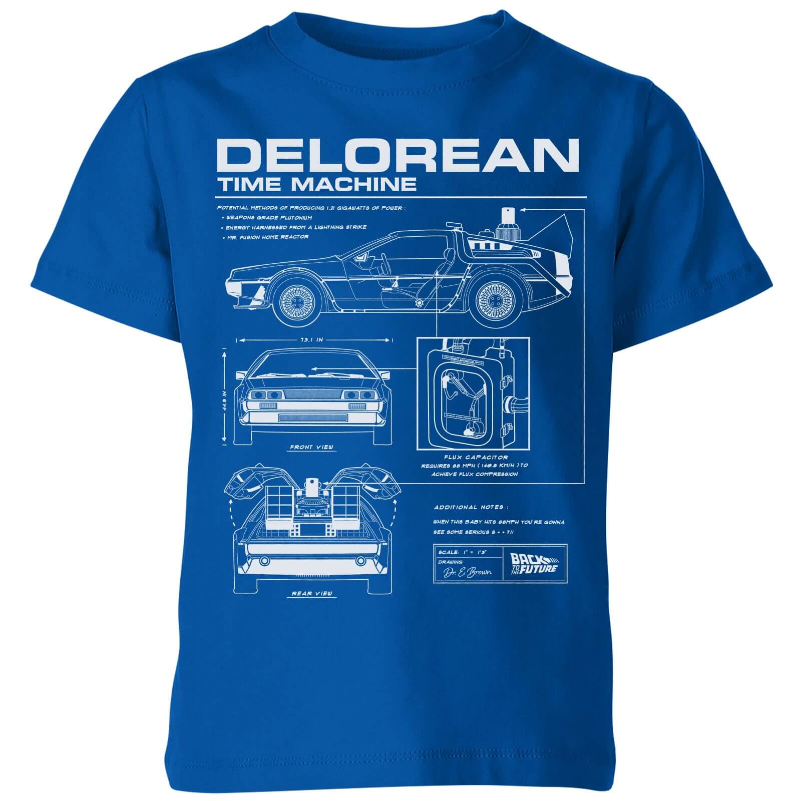 Back To The Future Delorean Schematic Kids‘ T-Shirt – Blue – 3-4 Jahre – Blue