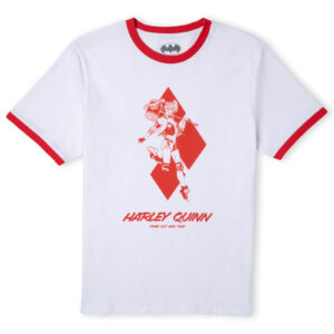 Batman Villains Harley Quinn Unisex Ringer T-Shirt – Weiß / Rot – XS – Weiß