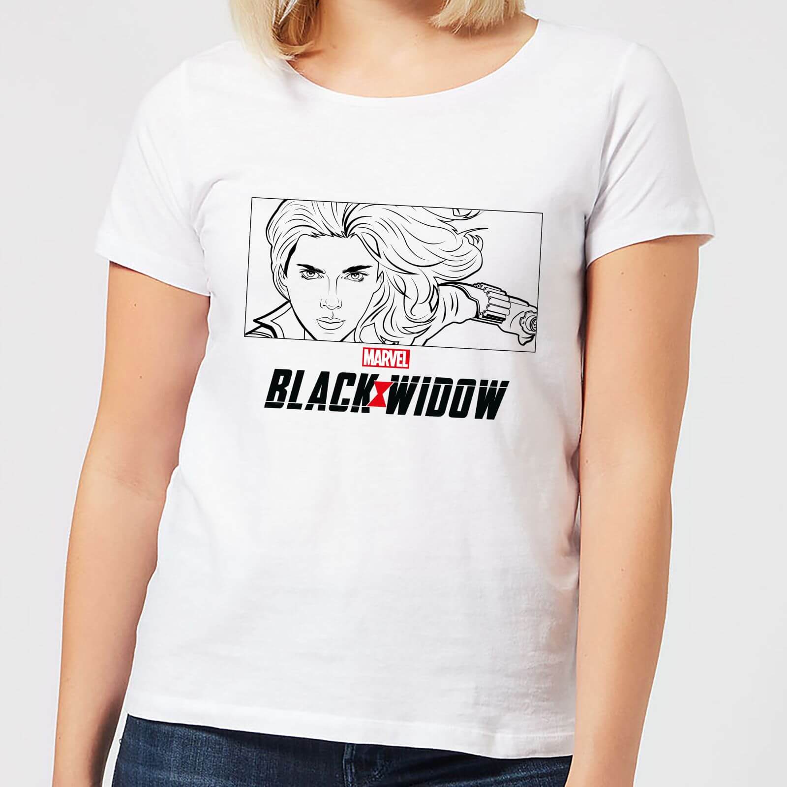Black Widow Line Drawing Women's T-Shirt - White - S - Weiß
