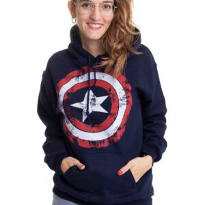 Captain America – Distressed Shield Blue – Hoodie