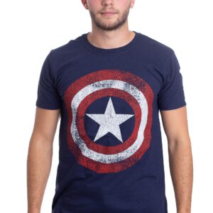 Captain America - Distressed Shield Navy - - T-Shirts