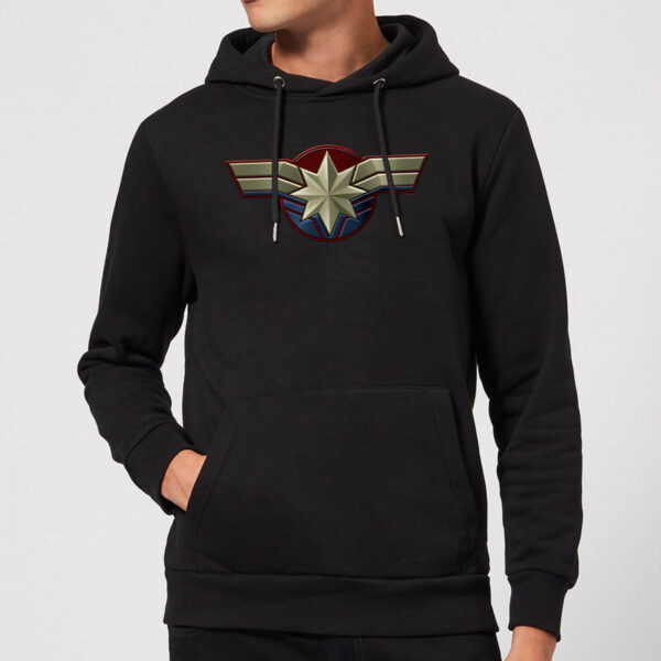 Captain Marvel Chest Emblem Hoodie - Black - XL