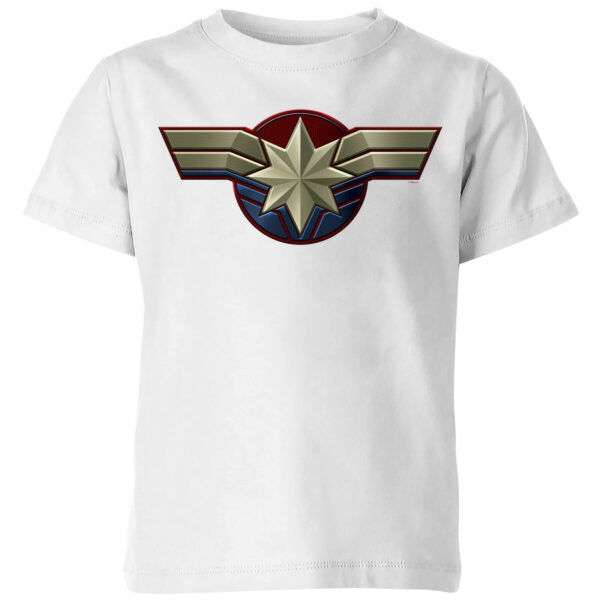 Captain Marvel Chest Emblem Kids' T-Shirt - White - 3-4 Jahre - Weiß