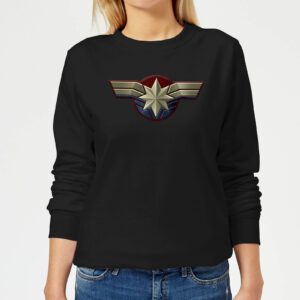 Captain Marvel Chest Emblem Women’s Sweatshirt – Black – L