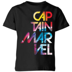 Captain Marvel Galactic Text Kids‘ T-Shirt – Black – 3-4 Jahre – Schwarz