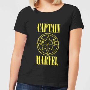 Captain Marvel Grunge Logo Damen T-Shirt – Schwarz – S