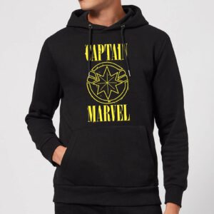 Captain Marvel Grunge Logo Hoodie – Black – XL – Schwarz