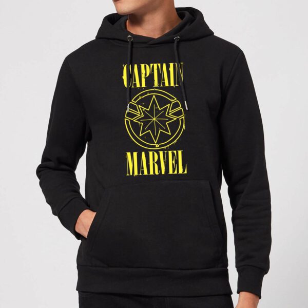 Captain Marvel Grunge Logo Hoodie - Black - XL - Schwarz