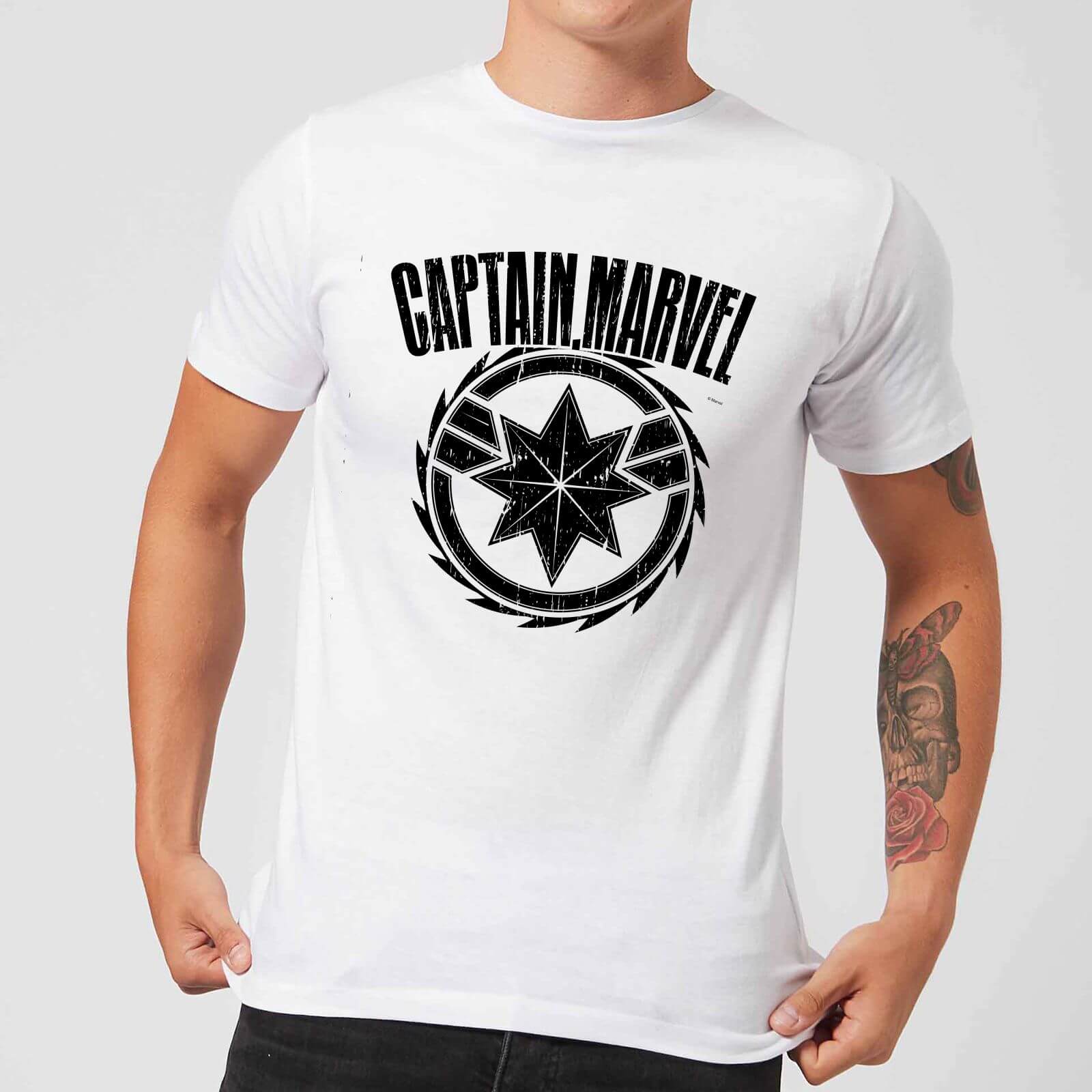 Captain Marvel Logo Men's T-Shirt - White - 5XL