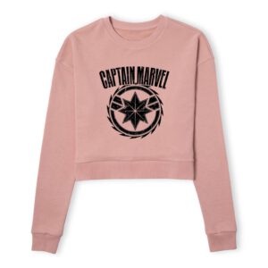 Captain Marvel Logo Women’s Cropped Sweatshirt – Dusty Pink – S – Dusty pink