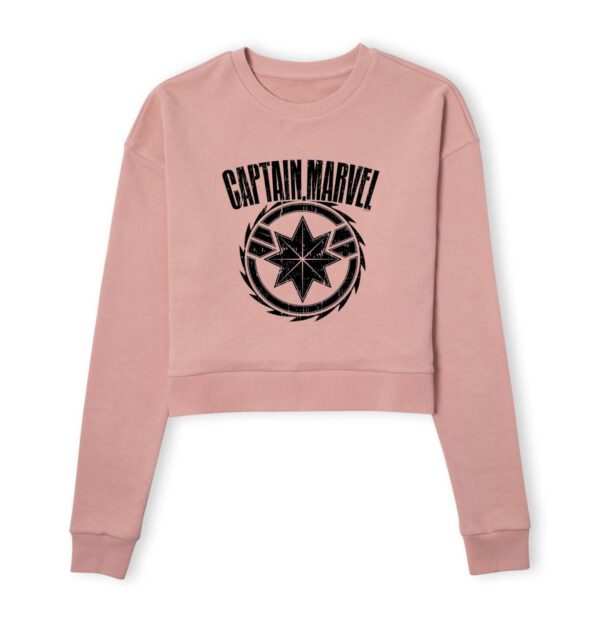 Captain Marvel Logo Women's Cropped Sweatshirt - Dusty Pink - S - Dusty pink