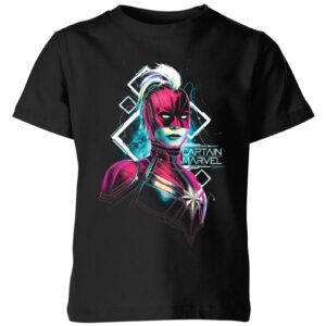 Captain Marvel Neon Warrior Kids‘ T-Shirt – Black – 3-4 Jahre – Schwarz