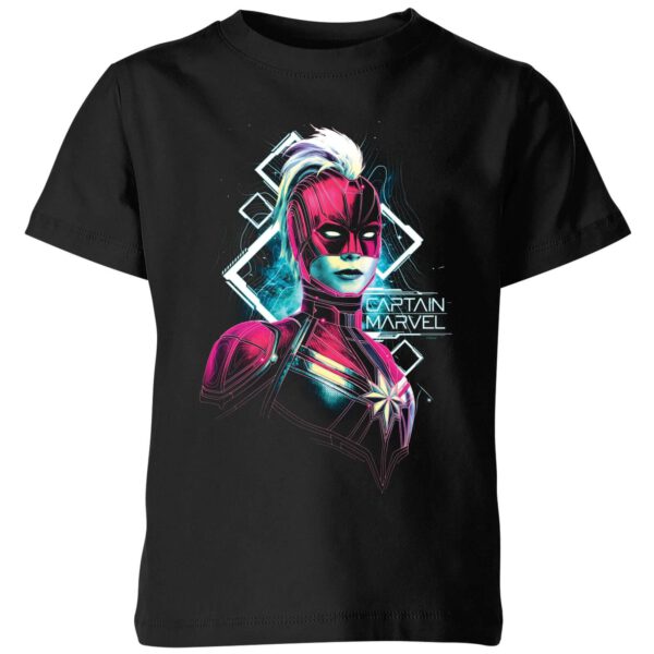 Captain Marvel Neon Warrior Kids' T-Shirt - Black - 3-4 Jahre - Schwarz