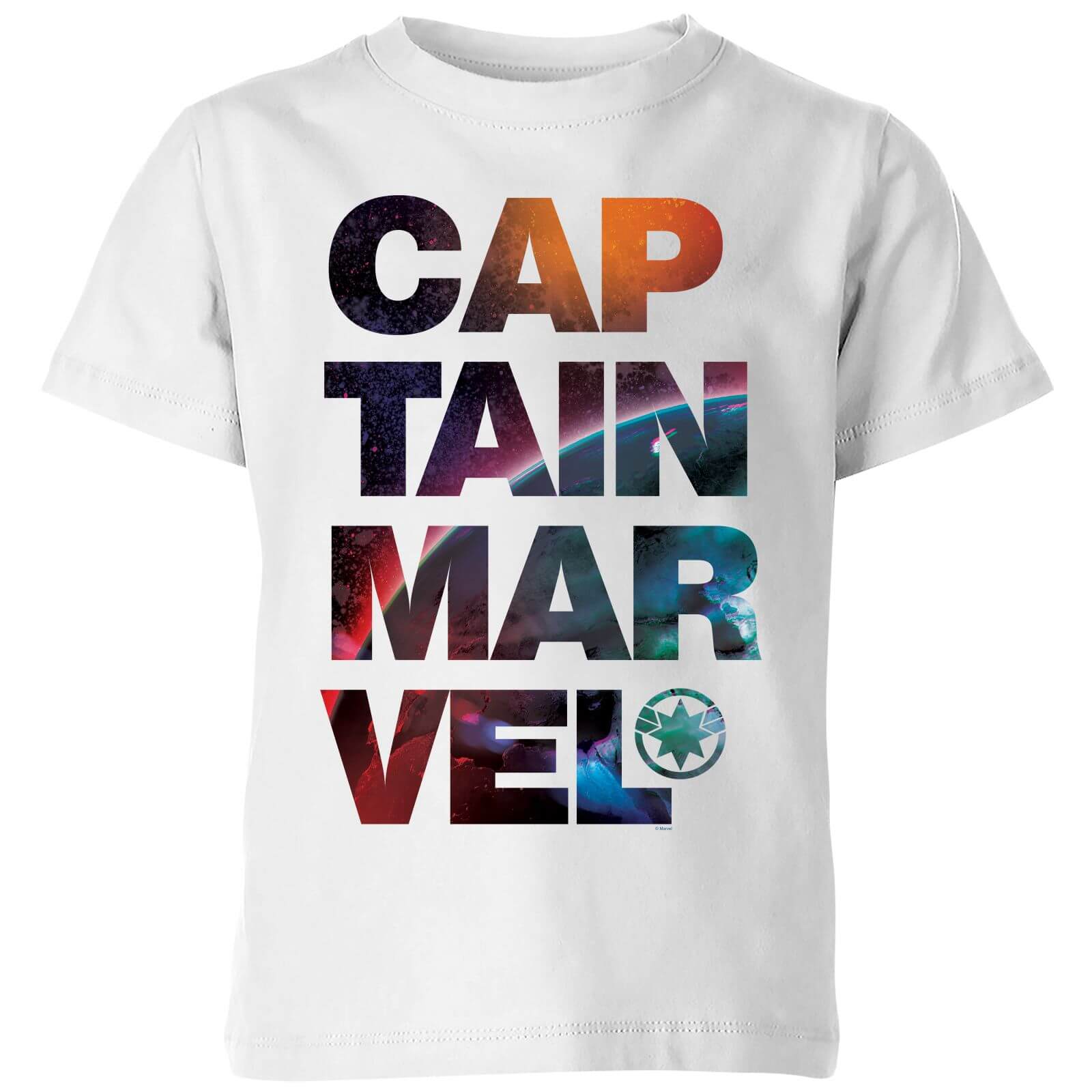 Captain Marvel Space Text Kids' T-Shirt - White - 3-4 Jahre