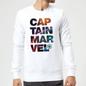 Captain Marvel Space Text Sweatshirt – White – S – Weiß