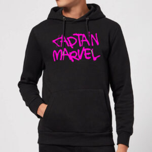 Captain Marvel Spray Text Hoodie – Black – XL