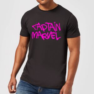 Captain Marvel Spray Text Männer T-Shirt – Schwarz – XS – Schwarz