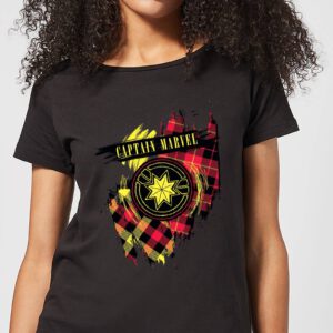 Captain Marvel Tartan Patch Damen T-Shirt – Schwarz – S