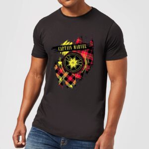 Captain Marvel Tartan Patch Männer T-Shirt – Schwarz – XS – Schwarz