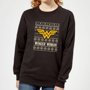 DC Comics Wonder Woman Damen Weihnachtspullover – Schwarz – L