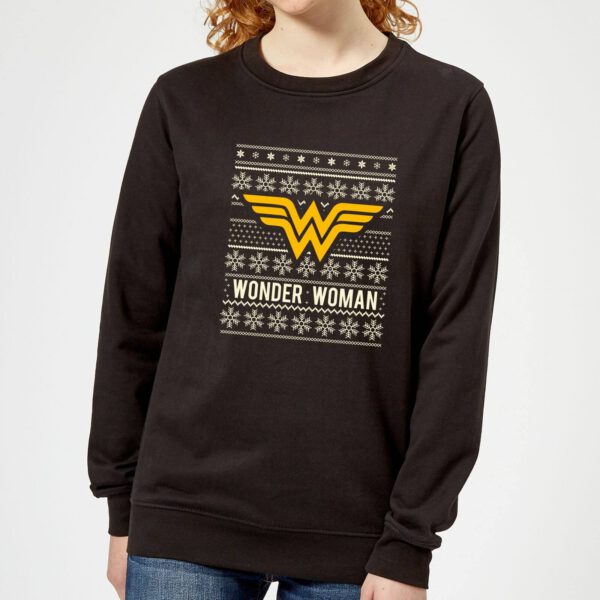 DC Comics Wonder Woman Damen Weihnachtspullover - Schwarz - L