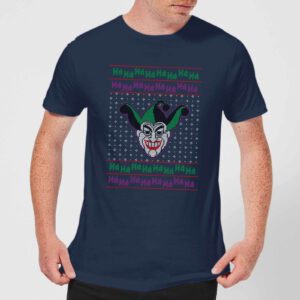 DC Joker Knit Herren Christmas T-Shirt – Navy Blau – S – Marineblau