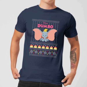 Disney Classic Dumbo Herren Christmas T-Shirt – Navy Blau – S