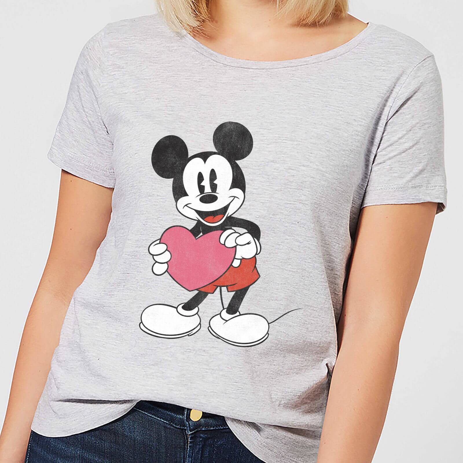 Disney Mickey Mouse Heart Gift Frauen T-Shirt – Grau – XS