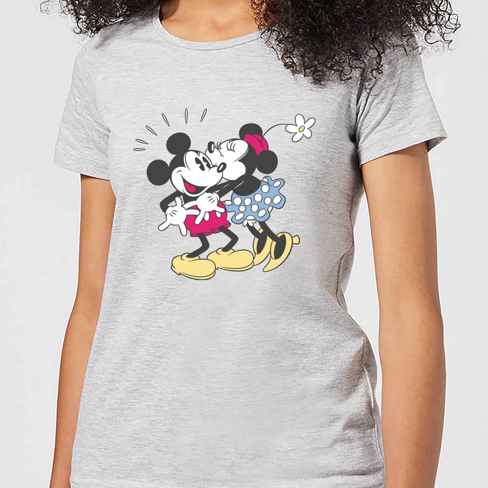 Disney Mickey Mouse Minnie Kiss Frauen T-Shirt – Grau – XS