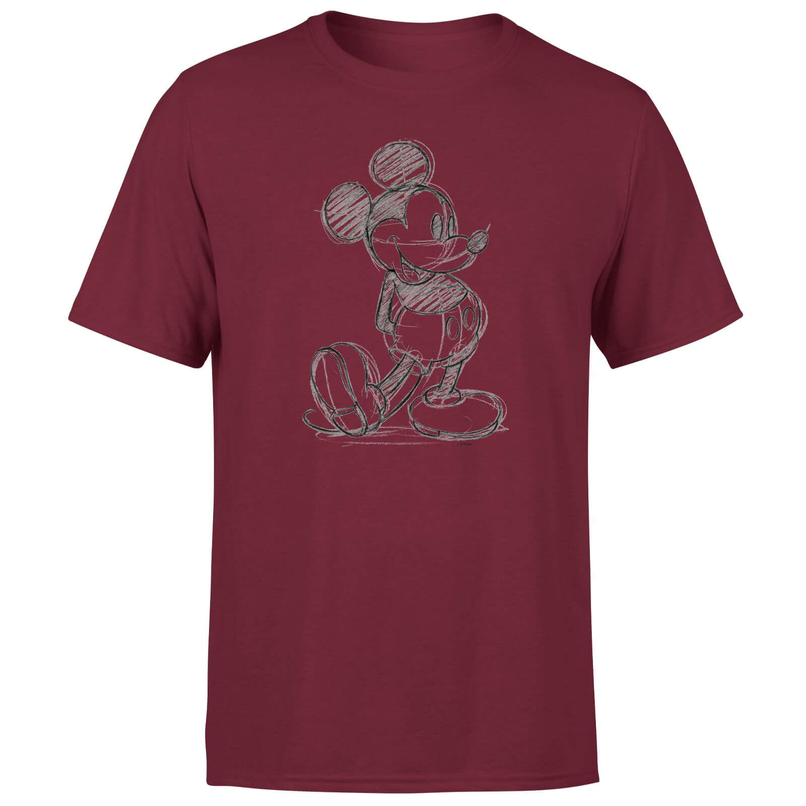 Disney Mickey Mouse Sketch Men’s T-Shirt – Burgundy – XS – Bordeauxrot