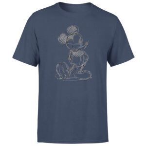 Disney Mickey Mouse Sketch Men’s T-Shirt – Navy – S – Marineblau