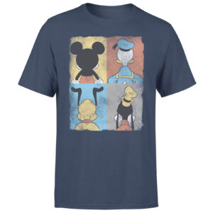 Donald Duck Mickey Mouse Pluto Goofy Tiles Men’s T-Shirt – Navy – S – Marineblau