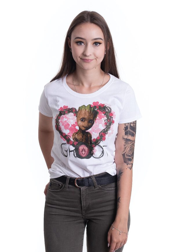 Guardians Of The Galaxy - Groot Heart Flowers White - Girlies