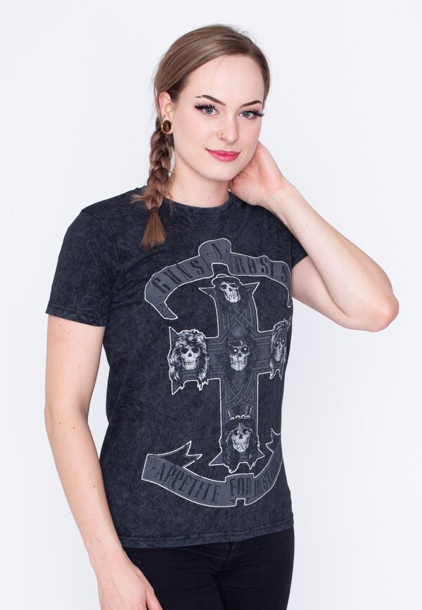 Guns N' Roses - Monochrome Cross Dip Dye - - T-Shirts