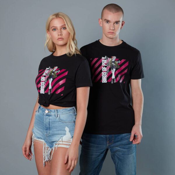 Harley Quinn Pink Stripes Unisex Birds of Prey T-Shirt - Schwarz - S