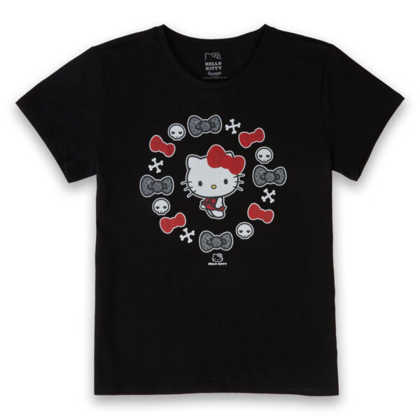 Hello Kitty Round Bow Women's T-Shirt - Black - XS - Schwarz