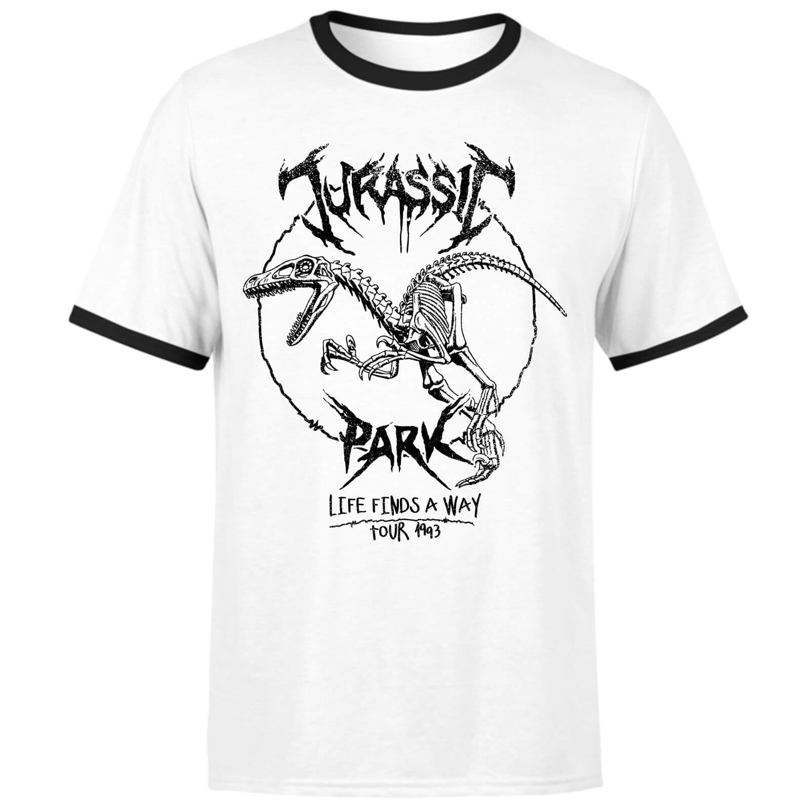 Jurassic Park Raptor Drawn Unisex Ringer T-Shirt – Weiß/Schwarz – L Jurassic Park Raptor Drawn Unisex Ringer T-Shirt – Weiß/Schwarz – L