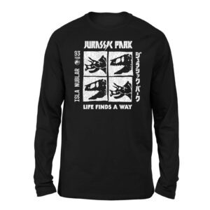 Jurassic Park The Faces Unisex Langarm T-Shirt – Schwarz – M