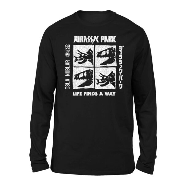 Jurassic Park The Faces Unisex Langarm T-Shirt - Schwarz - M