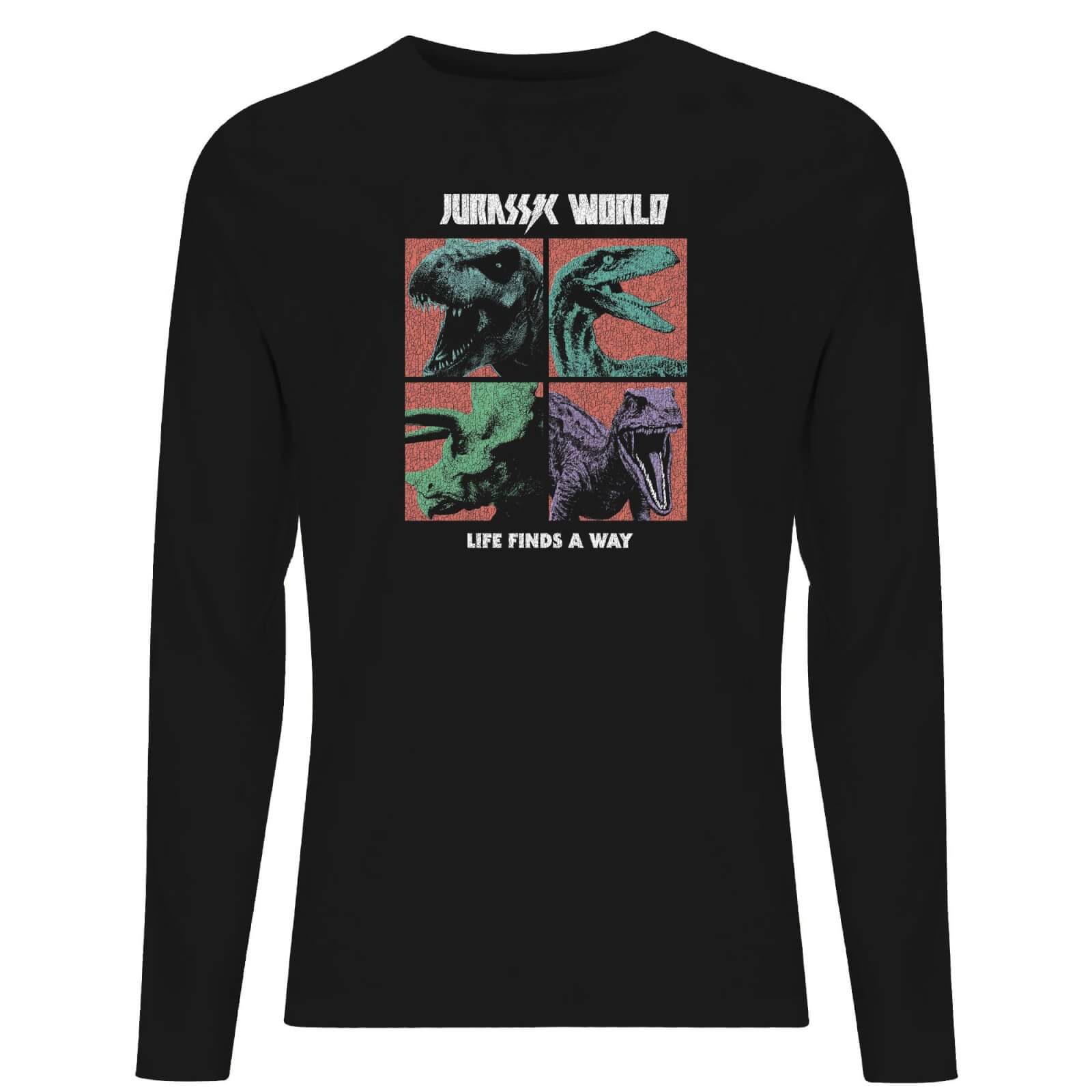Jurassic Park World Four Colour Faces Men’s Long Sleeve T-Shirt – Black – XS – Schwarz Jurassic Park World Four Colour Faces Men’s Long Sleeve T-Shirt – Black – XS – Schwarz