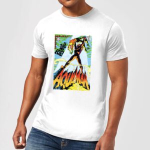 Justice League Aquaman Cover Men’s T-Shirt – White – S – Weiß