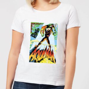 Justice League Aquaman Cover Women’s T-Shirt – White – S – Weiß