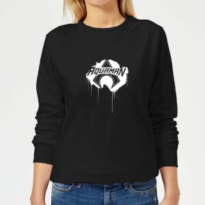 Justice League Graffiti Aquaman Women’s Sweatshirt – Black – XS – Schwarz