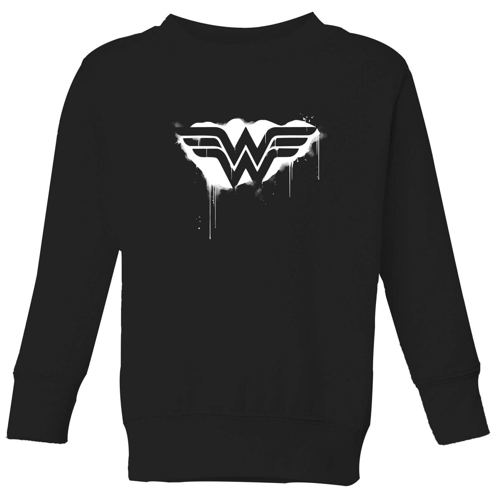 Justice League Graffiti Wonder Woman Kids‘ Sweatshirt – Black – 3-4 Jahre – Schwarz