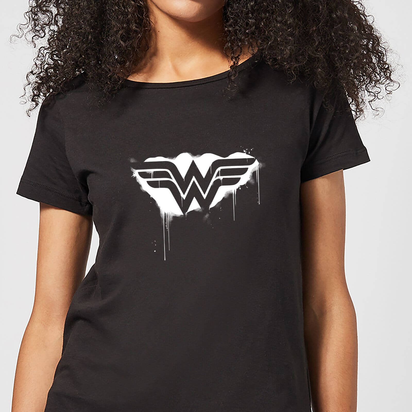 Justice League Graffiti Wonder Woman Women’s T-Shirt – Black – S